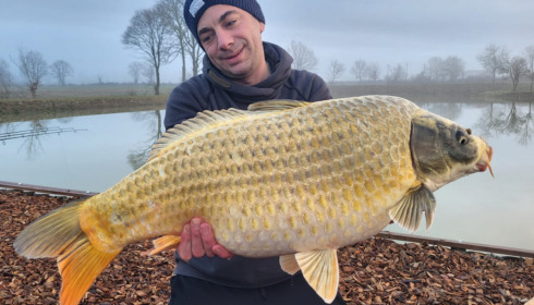 A 24 lb carp from Heart Lake, Feb 2023