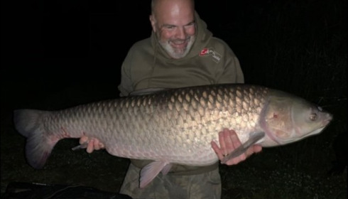 A 56 lb 13 oz grass carp from Jonchery 7, May 2019