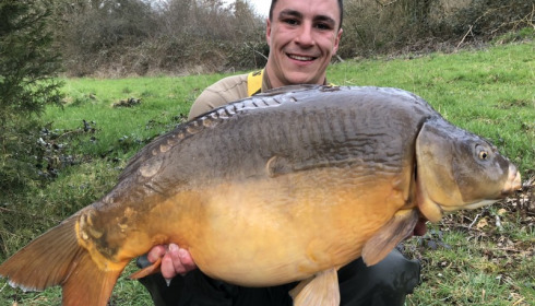 A 41 lb 8 oz carp from La Fonte, Carter Party, Apr 2018