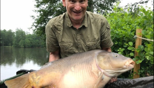 A 43 lb 2 oz carp from La Fonte, Jun 2018
