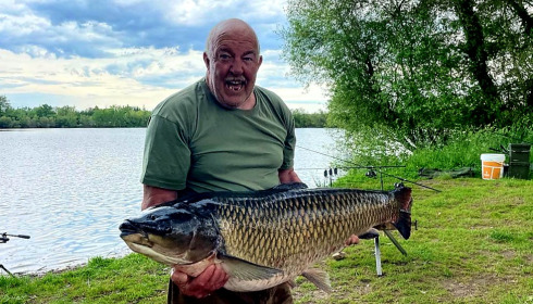 A 60 lb fish from Laroussi, Grass Carp, May 2022