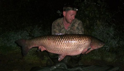 A 42 lb 10 oz carp from Laroussi, New Personal Best Grass carp for Carl, Aug 2007