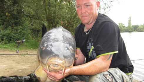 A 66 lb carp from Laroussi, John Huddleston Party, Aug 2013