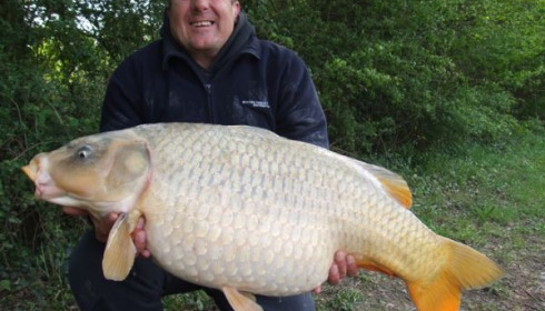A 41 lb carp from Laroussi, The amazing ghost common, May 2010