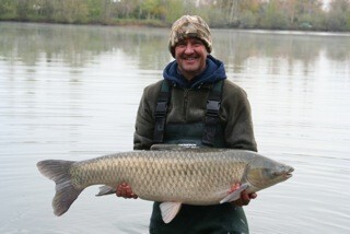 A 42 lb grass carp from Laroussi, D Eyre, Apr 2012