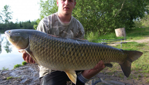 A 39 lb grass carp from Laroussi, Jun 2014
