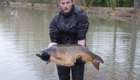 A 38 lb 8 oz carp from Lillybelle, Stocking, Jan 2015