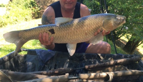 A 26 lb 6 oz grass carp from Mas Bas Lotus Lake, Stephen Scott, Jun 2019