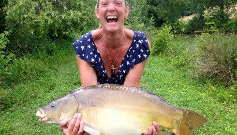 A 23 lb 4 oz carp from Mas Bas Lotus Lake, Sam, May 2015