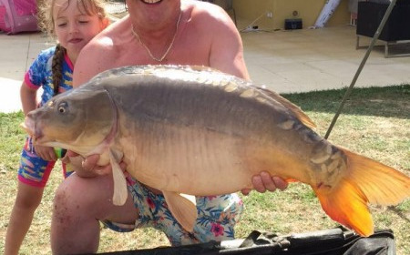 A 32 lb 6 oz carp from Mas Bas Main Lake, jim bell, Aug 2016