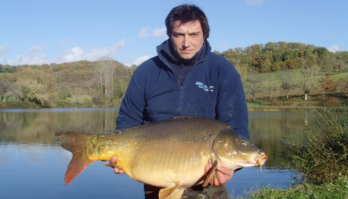 A 38 lb 6 oz carp from Mas Bas Main Lake, One of the carp stocked in Dec 2010, Dec 2010