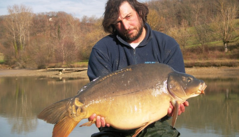 A 31 lb carp from Mas Bas Main Lake, netting 2014, Jan 2014