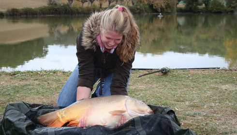 A 26 lb 5 oz carp from Mas Bas Main Lake, Ms. Beijderwellen, Oct 2011