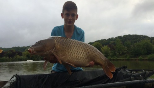 A 36 lb carp from Mas Bas Main Lake, Tom Swain, Aug 2015