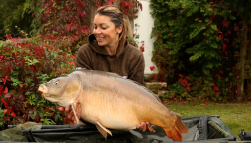 A 43 lb 4 oz carp from Mas Bas Main Lake, Bridget Dawson, Oct 2014