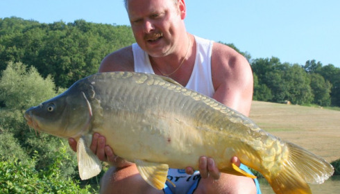 A 26 lb 3 oz carp from Mas Bas Main Lake, Sander Beijderwellen, Aug 2016