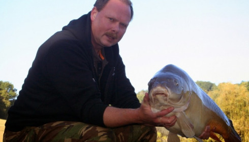 A 40 lb 13 oz carp from Mas Bas Main Lake, Sander Beijderwellen, Oct 2014