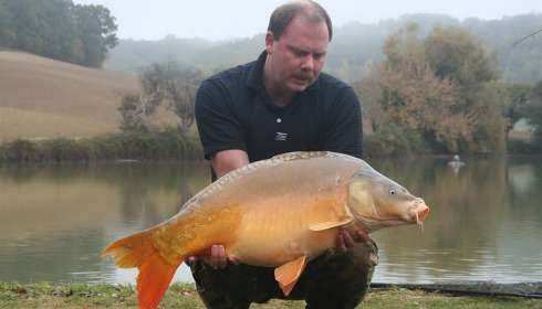 A 35 lb 3 oz carp from Mas Bas Main Lake, Sander Beijderwellen, Oct 2011
