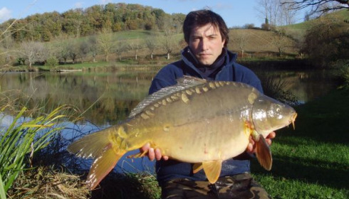 A 26 lb 7 oz carp from Mas Bas Main Lake, One of the carp stocked in Dec 2010, Dec 2010
