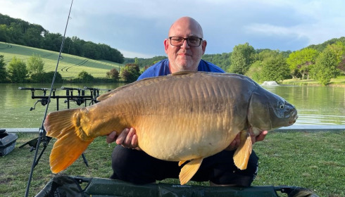 A 40 lb 8 oz fish from Mas Bas Main Lake, Mirror Carp, May 2023