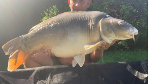 A 47 lb carp from Mas Bas Main Lake, Sep 2019