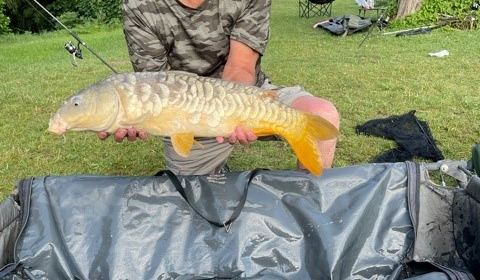 A fish from Mas Bas Main Lake, mirror, Aug 2021