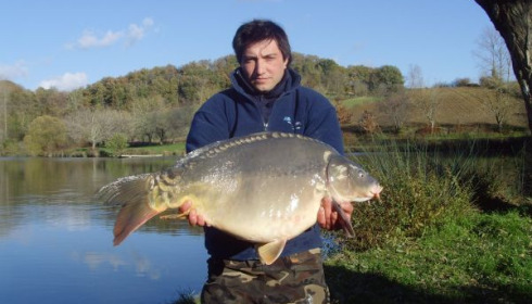 A 33 lb 5 oz carp from Mas Bas Main Lake, One of the carp stocked in Dec 2010, Dec 2010