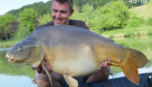 A 45 lb 10 oz carp from Mas Bas Main Lake, Fletcher, Apr 2015