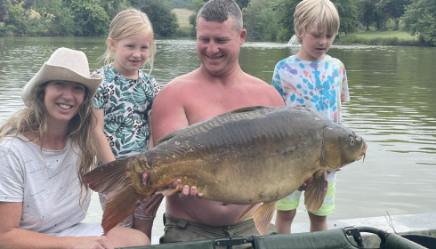 A 43 lb 7 oz carp from Mas Bas Main Lake, David McCreath, Jul 2023