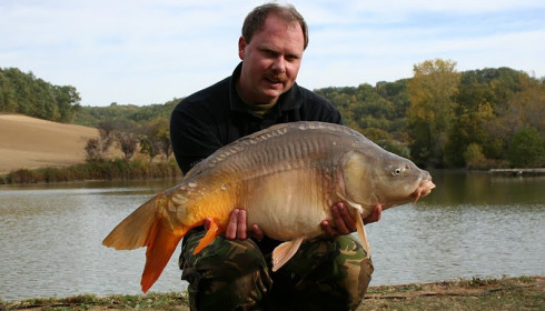 A 28 lb 7 oz carp from Mas Bas Main Lake, Sander Beijderwellen, Oct 2011
