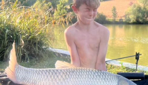 A 28 lb 12 oz fish from Mas Bas Main Lake, When you get slapped in the face!, Jul 2023