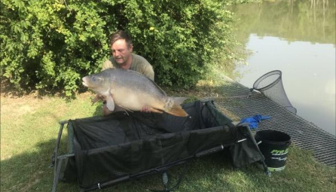 A 40 lb 3 oz carp from Mas Bas Main Lake, Garry Rayment, Jul 2019