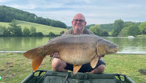 A 49 lb 8 oz fish from Mas Bas Main Lake, Biggest Mirror Carp, May 2023