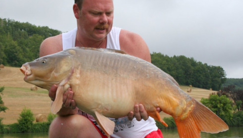 A 29 lb 8 oz carp from Mas Bas Main Lake, Sander Beijderwellen, Aug 2016