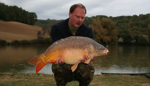 A 29 lb 9 oz carp from Mas Bas Main Lake, Sander Beijderwellen, Oct 2011