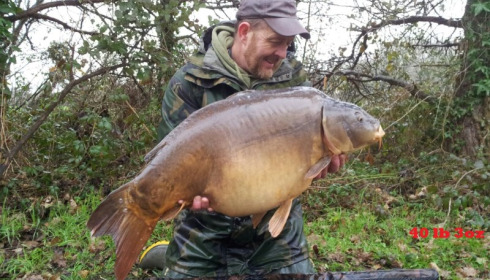 A 40 lb 3 oz carp from Old Oaks, Alan Pugh's Party, Mar 2017