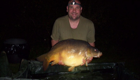 A 34 lb 8 oz carp from Villefond, Sep 2014