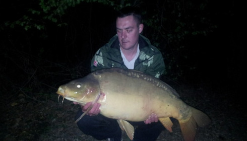 A 40 lb carp from Villefond, Apr 2012