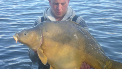 A 49 lb carp from Villefond, Bennetts getting involved in the spawning, Apr 2013