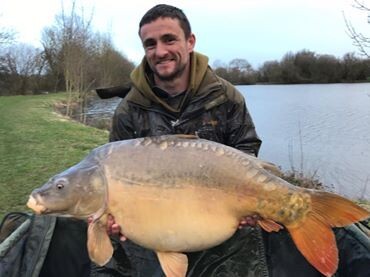 A 44 lb 8 oz carp from Villefond, Dan Hulance group, Mar 2017