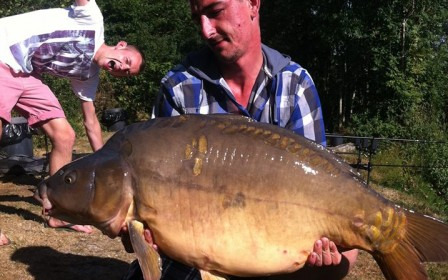A 39 lb 7 oz carp from Villefond, Heavily spawned out Rose, Aug 2013