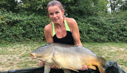 A 37 lb carp from Villefond, Sep 2017