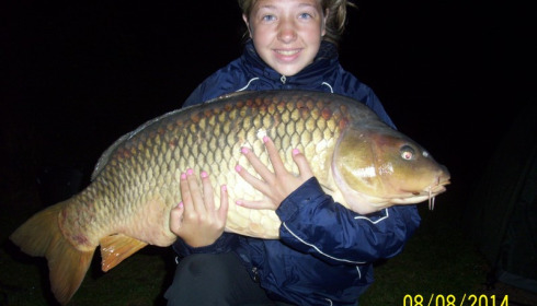 A 42 lb 6 oz carp from Villefond, Aug 2014
