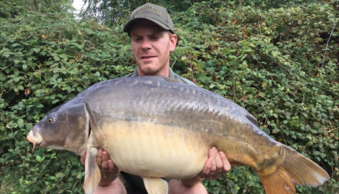 A 28 lb 8 oz carp from Villefond, Aug 2018