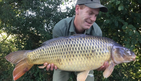 A 27 lb 12 oz carp from Villefond, Aug 2018