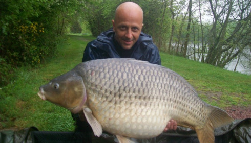 A 50 lb 4 oz carp from Villefond, Little johns first time over the magic 50lb, May 2015