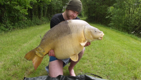 A 37 lb 10 oz carp from Villefond, Mark Lambert with "son of Max", May 2013