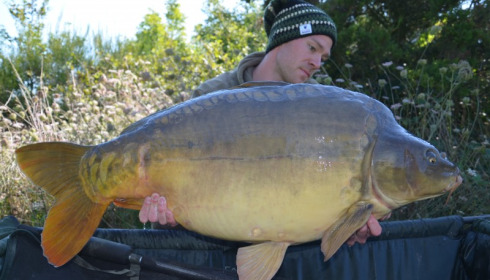 A 44 lb carp from Villefond, Aug 2014