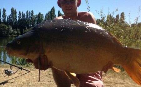 A 32 lb carp from Villefond, Aug 2013