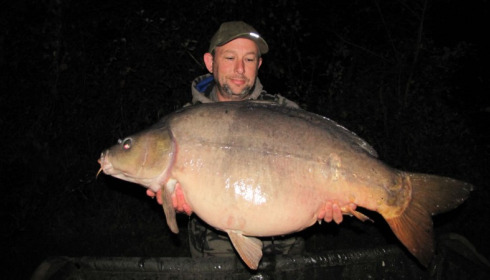 A 45 lb carp from Villefond, single scale, Sep 2015